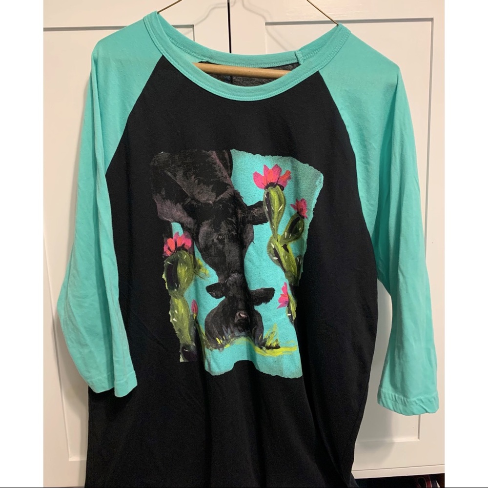 Crazy Train 3/4 Sleeve Cow Top